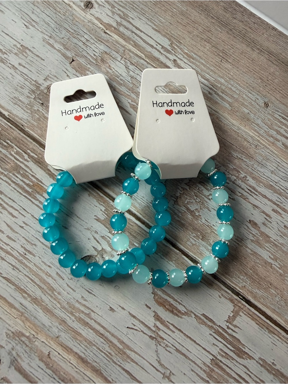 Turquoise & Aqua Beaded Stretch Bracelet Set